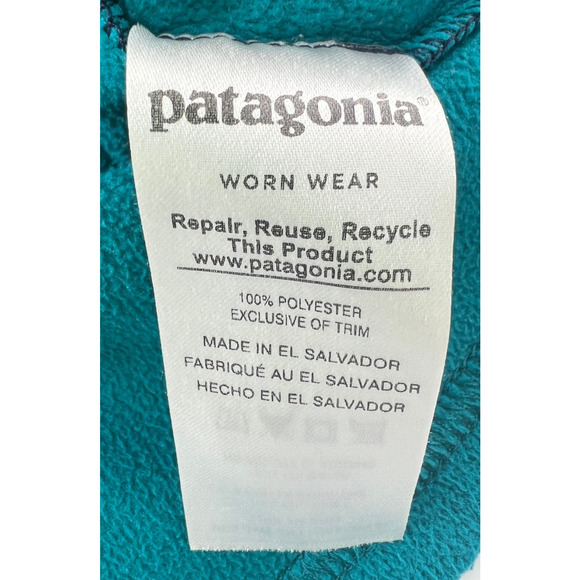 Patagonia Fleece Sweatshirt Womens Medium Blue Teal Pullover Long Sleeve Preppy - Picture 7 of 10